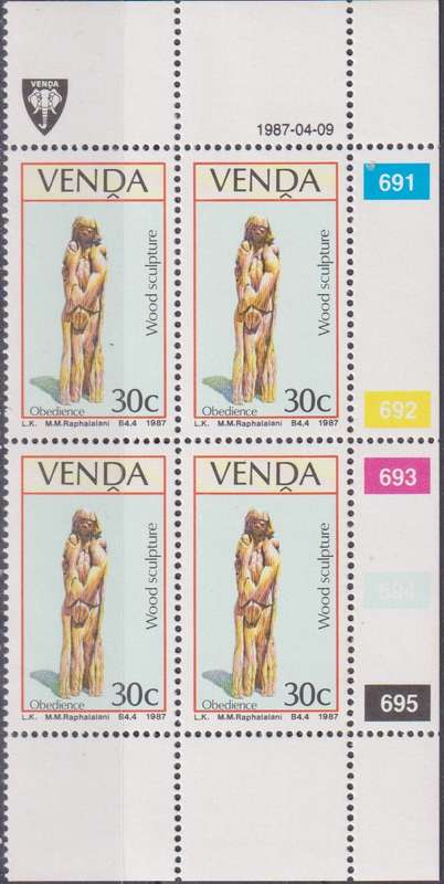 Stamp Control Blocks Venda 1985 Fruits