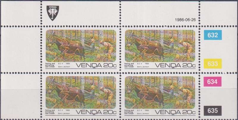 Stamp Control Blocks Venda 1986 Forestry