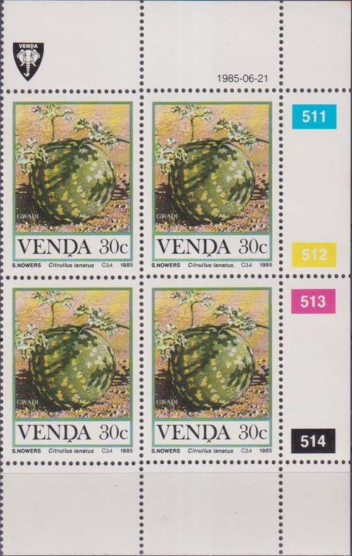 Stamp Control Blocks Venda 1985 Fruits