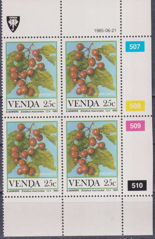 Stamp Control Blocks Venda 1985 Fruits