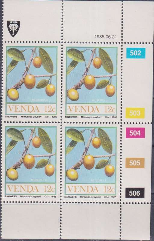 Stamp Control Blocks Venda 1985 Fruits