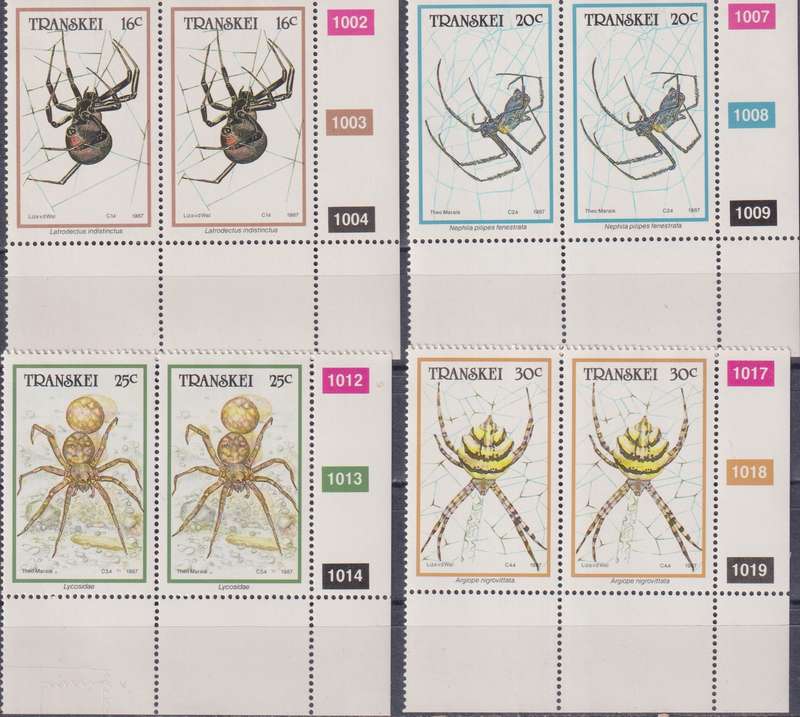 Stamp Control Blocks Transkei 1987 Spiders