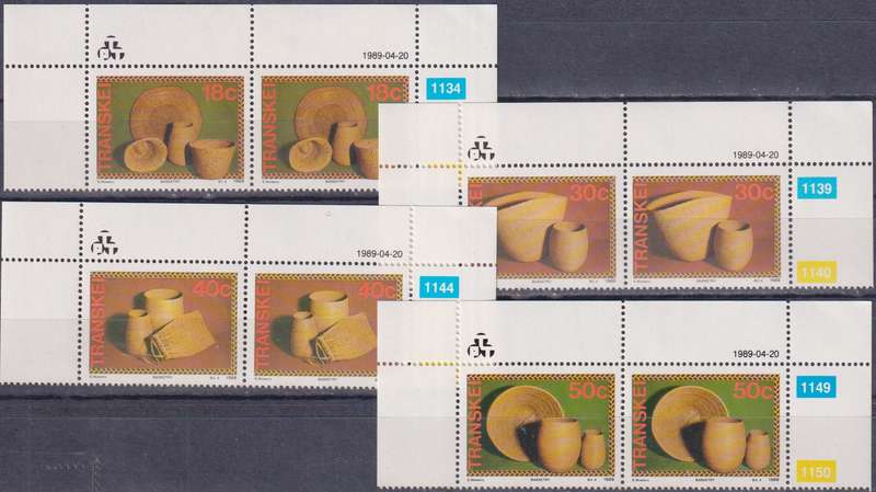 Stamp Control Blocks Transkei 1989 Basketry