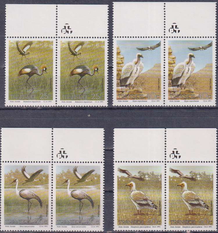 Stamp Control Blocks Transkei 1991 Endangered Birds