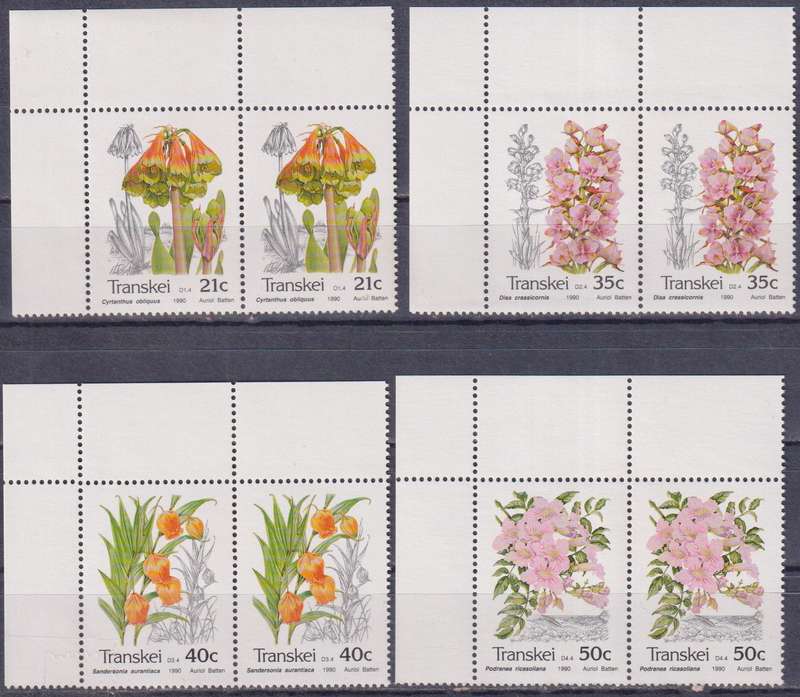 Stamp Control Blocks Transkei 1990 Plants