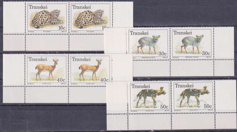 Stamp Control Blocks Transkei 1988 Endangered Wild Animals