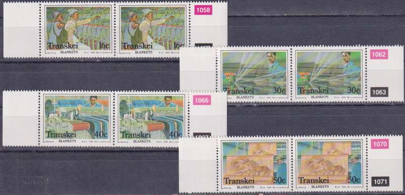 Stamp Control Blocks Transkei 1988 Blanket Factory