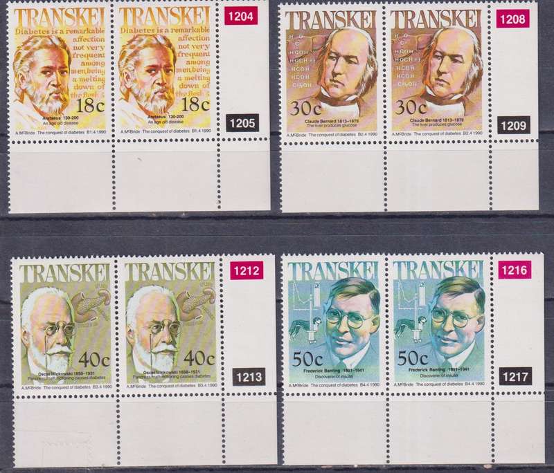 Stamp Control Blocks Transkei 1990 Famous People of Medicine