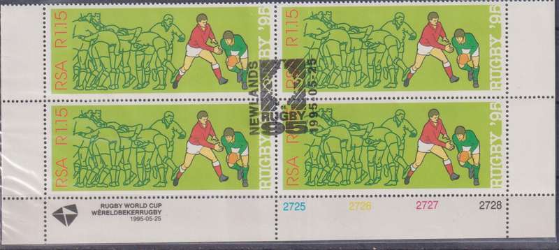 Stamps Control Blocks 1995 World Cup Rugby Championship, South Africa