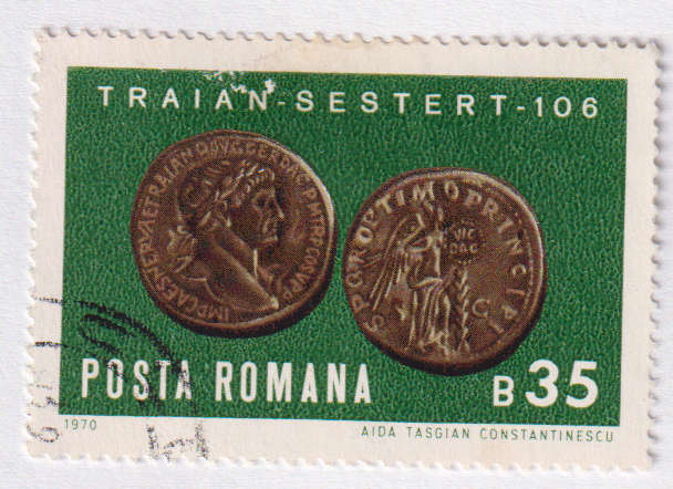 Stamps 1970 Old Coins Romania