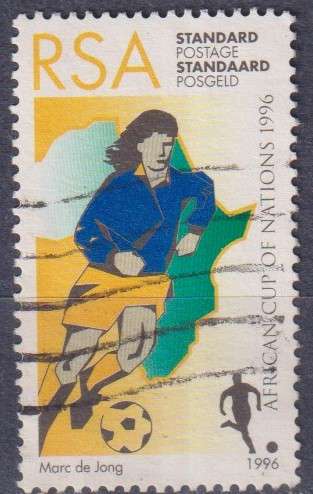 Stamps RSA 1996 African Nations Football Championship, South Africa - Map and Players