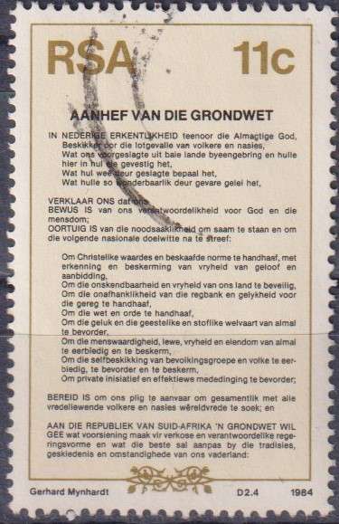 Stamps RSA 1984 New Constitution