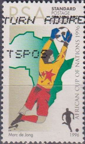Stamps RSA 1996 African Nations Football Championship, South Africa - Map and Players