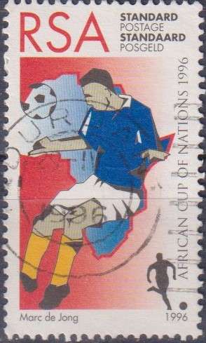 Stamps RSA 1996 African Nations Football Championship, South Africa - Map and Players