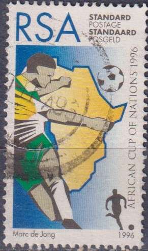 Stamps RSA 1996 African Nations Football Championship, South Africa - Map and Players