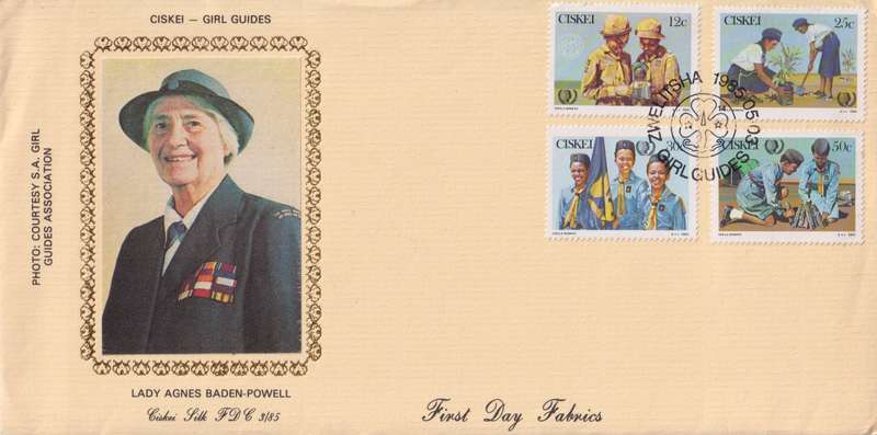 FDC Silk Cover Limited Addition Ciskei 1985 The 75th Anniversary of Girlguiding