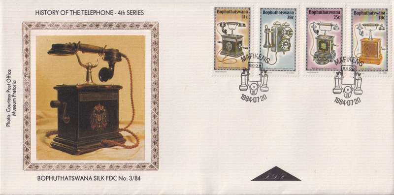 FDC Silk Cover Limited Addition Bophuthatswana 1984 History of the Telephone