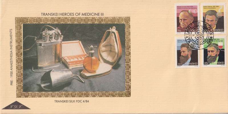 FDC Silk Cover Limited Addition Transkei 1984 Famous People of Medicine