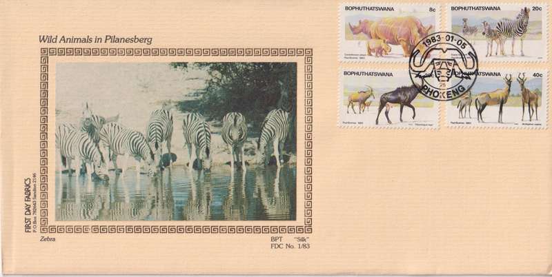 FDC Silk Cover Limited Addition Bophuthatswana  1983 Pilanesberg Nature Reserve