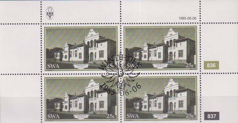 Stamp Control Blocks SWA 1985 Historic Buildings of Windhoek
