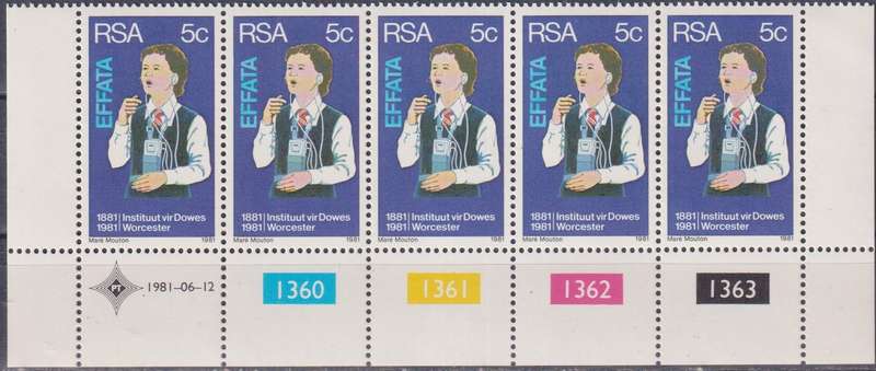 Stamp Control Blocks RSA 1981 The 100th Anniversary of the Institutes for Deaf and Blind, Worcester