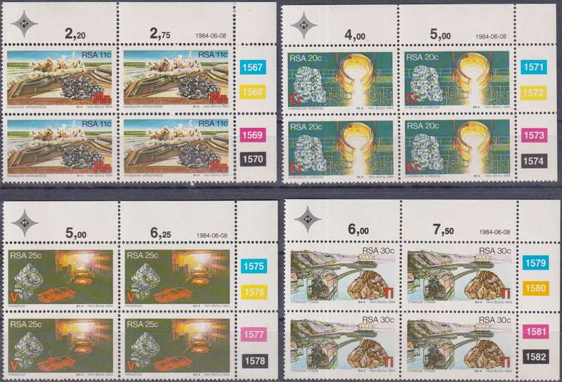 Stamps Control Block RSA 1984 Strategic Minerals