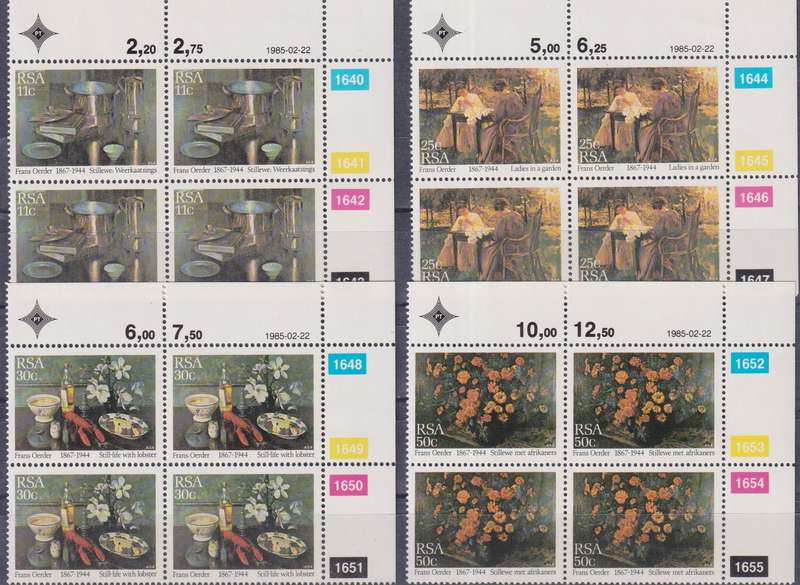 Stamps Control Block RSA 1985 Paintings by Frans Oerder