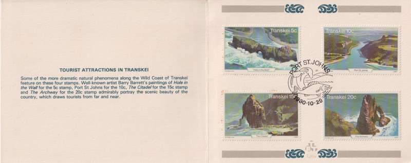 Stamp Cards Transkei 1980 Tourist Attractions - Coastal Landscapes