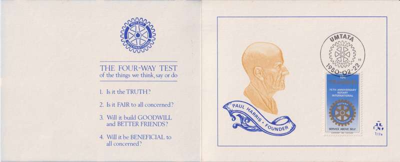 Stamp Cards Transkei 1980 The 75th Anniversary of Rotary International