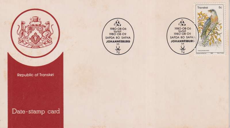 Stamps Date Stamp card Transkei