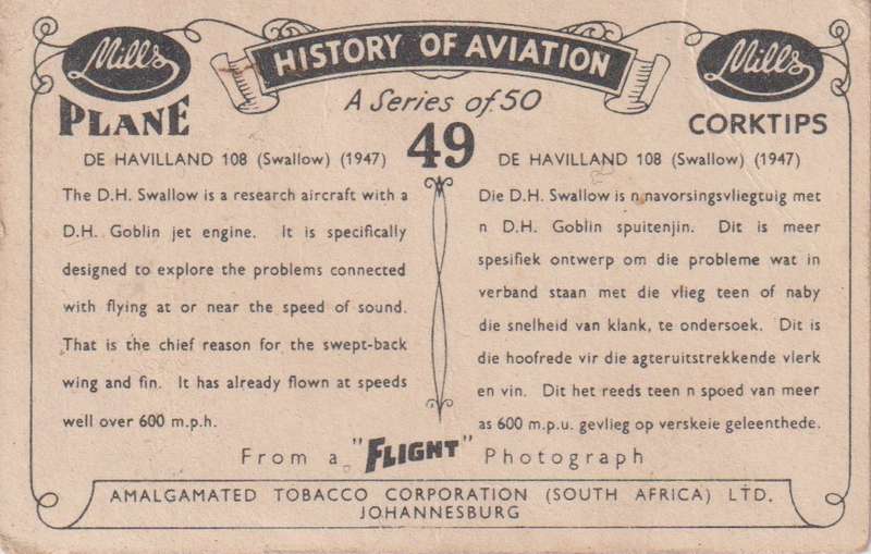Cigarette Card History Of Aviation No. 49