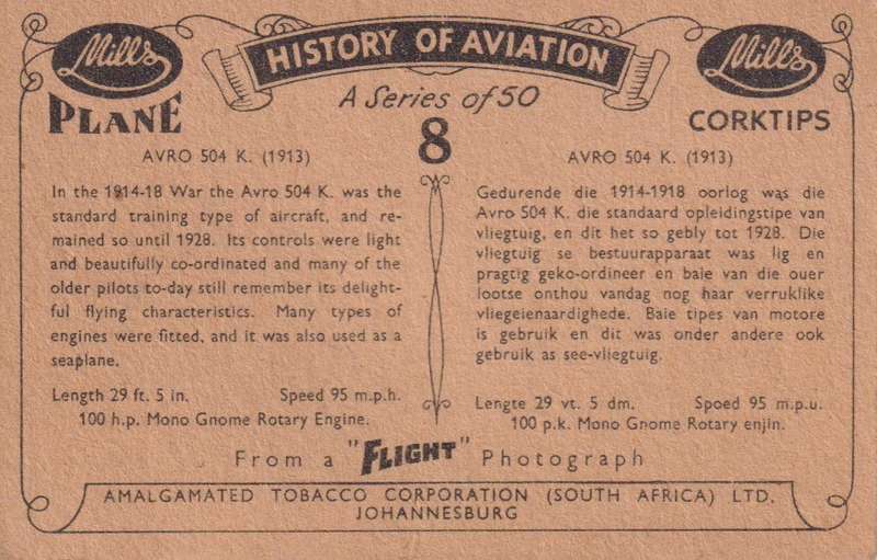Cigarette Card History Of Aviation No. 8