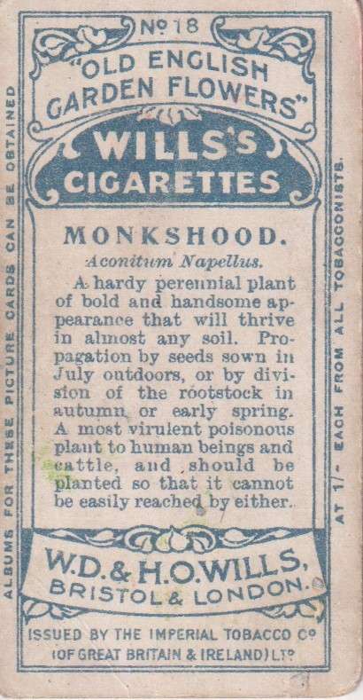Cigarette Card Old English Garden Flower No. 18