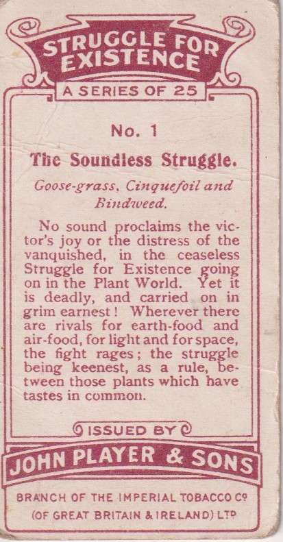 Cigarette Card Struggle for Existence No. 1