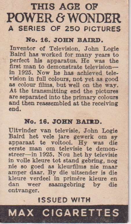 Cigarette Card This Age of Power & Wonder No. 16