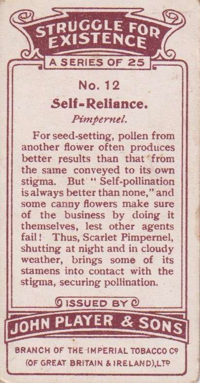 Cigarette Card Struggle for Existence No. 12