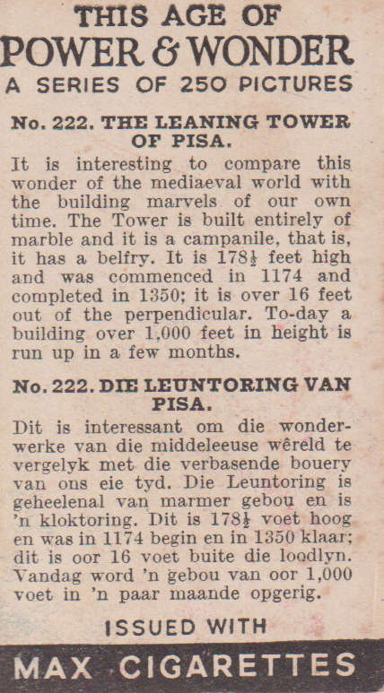 Cigarette Card This Age of Power & Wonder No. 222