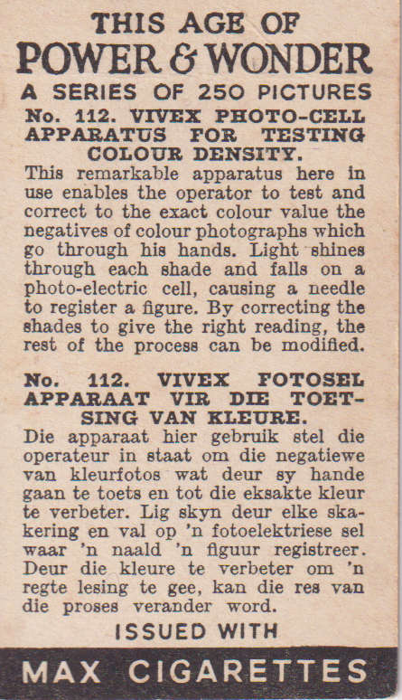 Cigarette Card This Age of Power & Wonder No. 112