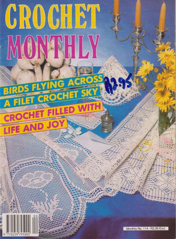 Magazine Crochet Monthly Number 114 Birds Flying Across a Filet Crochet Sky