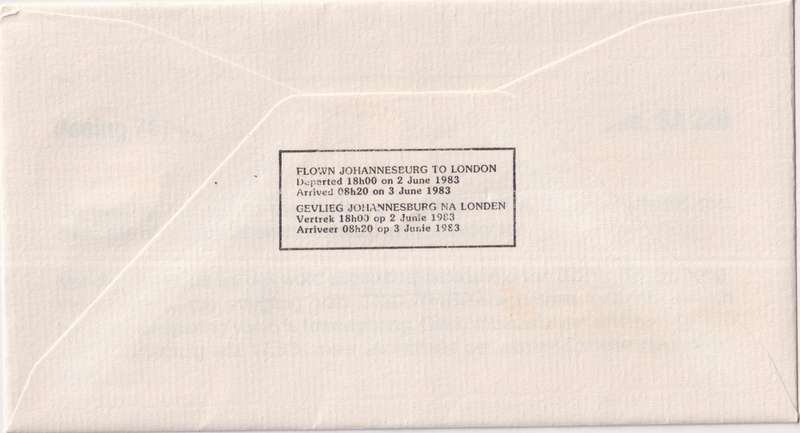 FDC Excess Stock RSA SAA Cover Johannesburg To London SA 220 (9 Cover Bid Per Cover To Take All)