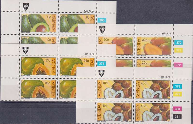 Stamp Control Blocks Venda 1983 Fruits