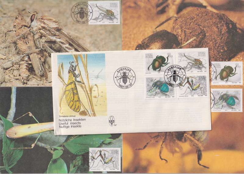 Maxi Card Set of 4 With FDC 1987 Useful Insects