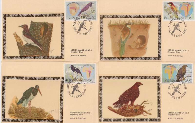 Maxi Card Silk Set of 4 Limited addition No.386/500 1983 Migratory Birds