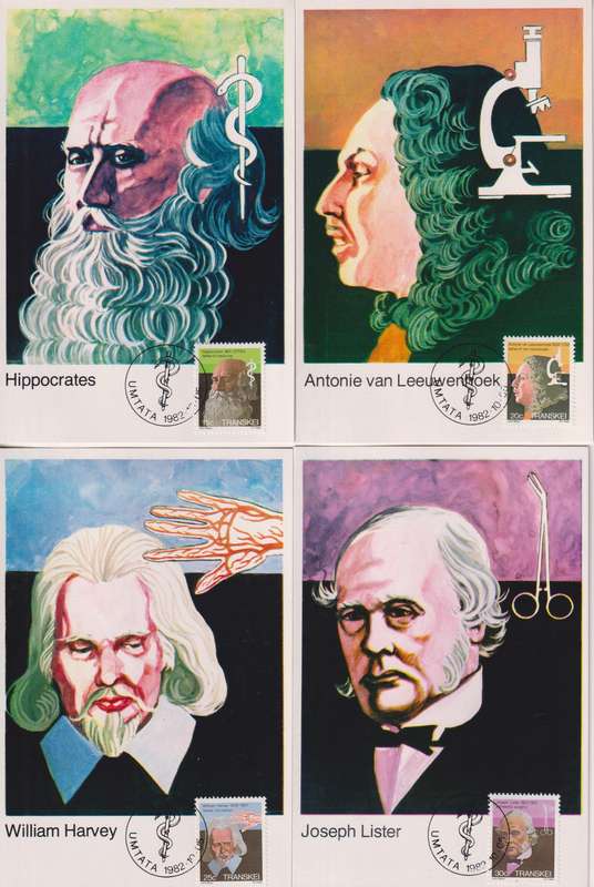 Maxi Card Set of 4 Limited addition 1982 Famous People of Medicine