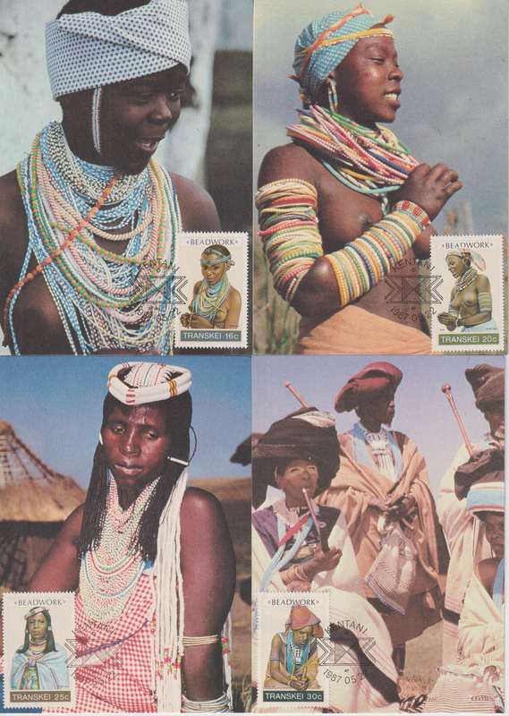 Maxi Card Set of 4 1987 Transkei Beadwork (Bid per pack to take all)