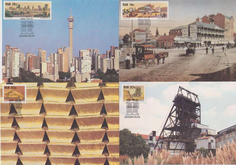 Maxi Card Set of 4 1986 The 100th Anniversary of Johannesburg (Bid per pack to take all)