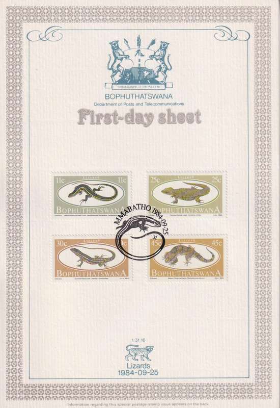 Stamps First Day Sheet Bophuthatswana