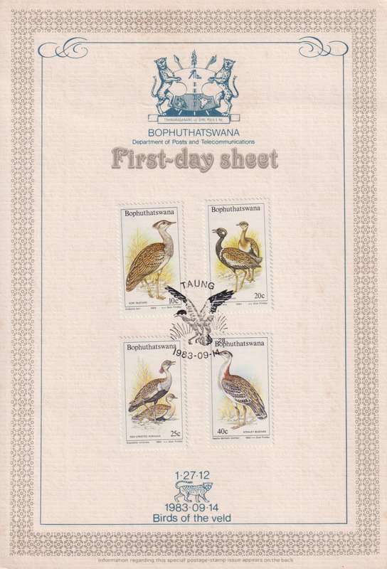 Stamps First Day Sheet Bophuthatswana