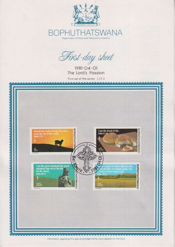 Stamps First Day Sheet Bophuthatswana