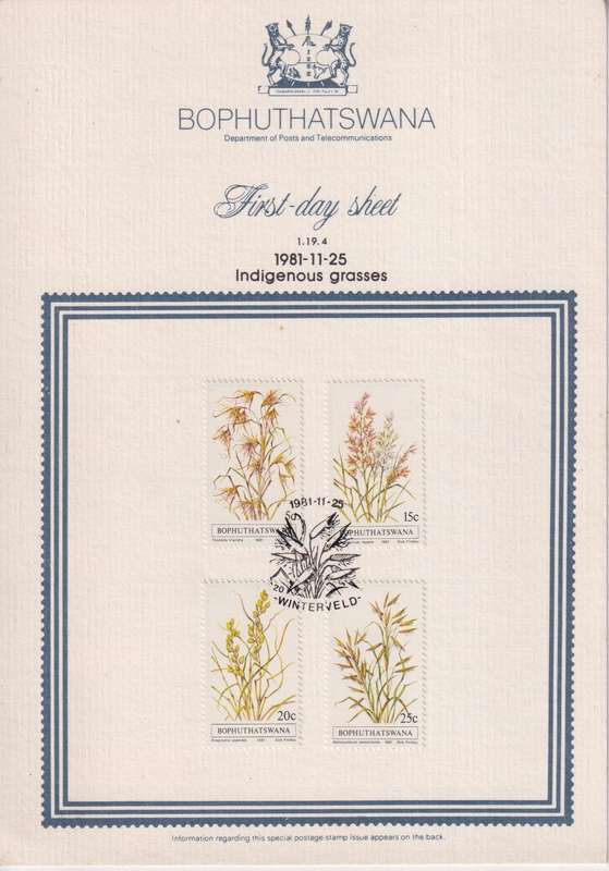 Stamps First Day Sheet Bophuthatswana